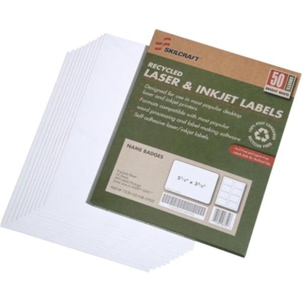 Made-To-Stick 753001 2.33 x 3.37 in. Laser & Inkjet Name Badge Lables White MA3762270 - main